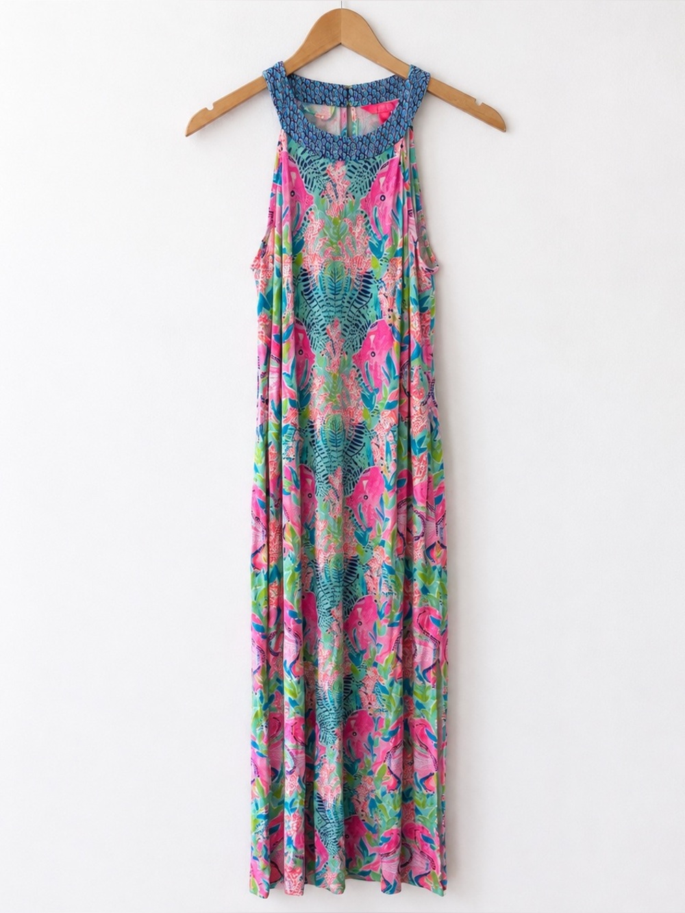 Lilly Pulitzer Moterrey Reeflections Maxi Dress Medium Pink Floral Tropical